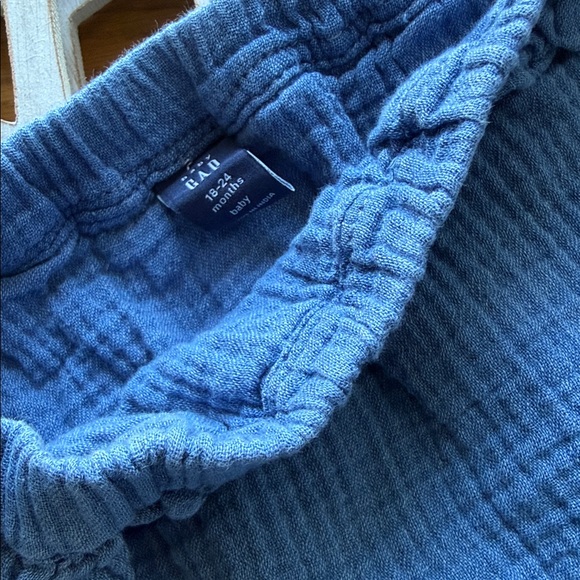 GAP 100% Cotton Blue Ruffle Gauze Waist Baby Pants - Picture 3 of 5
